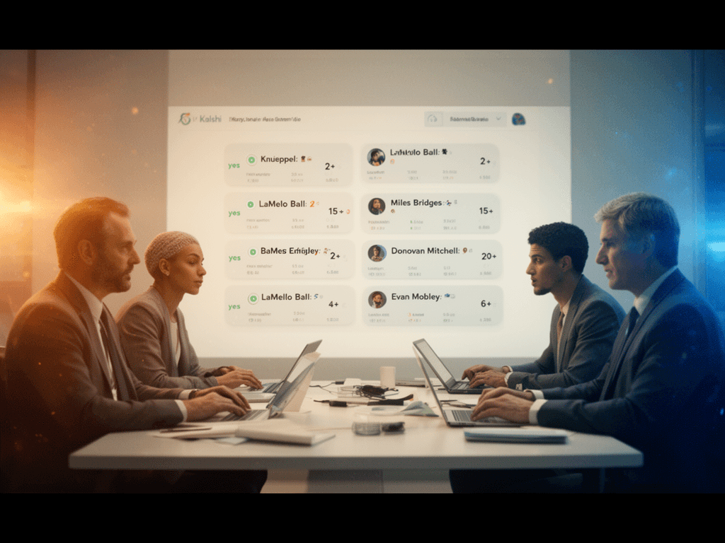 Wie wettet man bei Kalshi auf: yes Kon Knueppel: 2+,yes LaMelo Ball: 2+,yes Miles Bridges: 15+,yes Donovan Mitchell: 20+,yes LaMelo Ball: 4+,yes Evan Mobley: 6+?